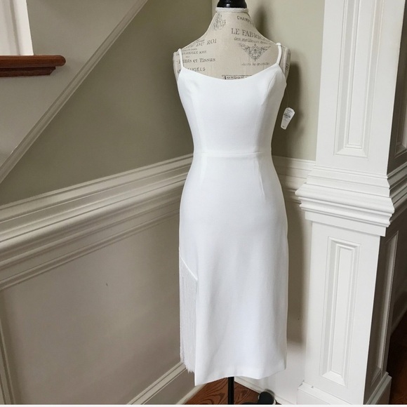 Dress the Population Rory White Midi Dress Sleeveless Fringe Sz Small - Picture 4 of 16